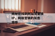 揭秘在线刷网站流量换IP,网络营销的灰色地带 揭秘在线刷网站流量换IP,网络营销的灰色地带