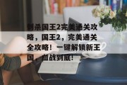 刺杀国王2完美通关攻略，国王2，完美通关全攻略！一键解锁新王国，血战到底!