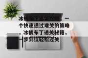 冰橘布丁通关攻略，一个快速通过难关的策略，冰橘布丁通关秘籍，一步到位轻松过关