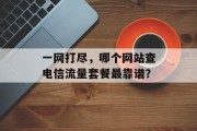 一网打尽，哪个网站查电信流量套餐最靠谱？