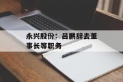 永兴股份:吕鹏辞去董事长等职务 永兴股份:吕鹏辞去董事长等职务
