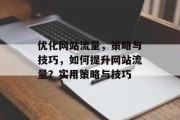 优化网站流量,策略与技巧,如何提升网站流量?实用策略与技巧 优化网站流量,策略与技巧,如何提升网站流量?实用策略与技巧