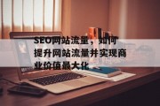 SEO网站流量,如何提升网站流量并实现商业价值最大化 SEO网站流量,如何提升网站流量并实现商业价值最大化