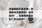 流量限制不容忽视!何谓移动流量限制?如何应对?,流量限制是什么?怎么应对? 流量限制不容忽视!何谓移动流量限制?如何应对?,流量限制是什么?怎么应对?