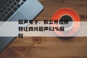 超声电子:拟公开挂牌转让四川超声62%股权 超声电子:拟公开挂牌转让四川超声62%股权