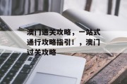 澳门通关攻略,一站式通行攻略指引!,澳门过关攻略