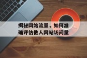 揭秘网站流量,如何准确评估他人网站访问量 揭秘网站流量,如何准确评估他人网站访问量