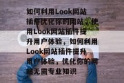 如何利用Look网站插件优化你的网站，使用Look网站插件提升用户体验，如何利用Look网站插件提升用户体验，优化你的网站无需专业知识