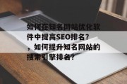 如何在知名网站优化软件中提高SEO排名？，如何提升知名网站的搜索引擎排名？