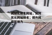 揭秘化排名网站,如何优化网站排名,提升网络影响力 揭秘化排名网站,如何优化网站排名,提升网络影响力