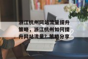 浙江杭州网站流量提升策略，浙江杭州如何提升网站流量？策略分享