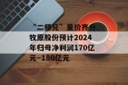 “二师兄”量价齐升 牧原股份预计2024年归母净利润170亿元~180亿元 “二师兄”量价齐升 牧原股份预计2024年归母净利润170亿元~180亿元