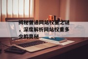 揭秘普通网站权重之谜,深度解析网站权重多少的奥秘 揭秘普通网站权重之谜,深度解析网站权重多少的奥秘