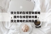优化你的在线营销策略，提升在线营销效果，优化策略的实践指南