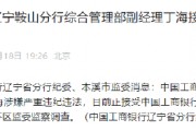 工商银行辽宁鞍山分行综合管理部副经理丁海被查 工商银行辽宁鞍山分行综合管理部副经理丁海被查