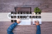网站流量价格表,全面解析互联网广告的定价策略 网站流量价格表,全面解析互联网广告的定价策略