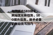 如何提升SEO排名，网站优化新趋势，SEO提升指南，新手必备的新趋势与技巧
