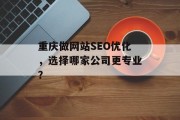 重庆做网站SEO优化,选择哪家公司更专业? 重庆做网站SEO优化,选择哪家公司更专业?
