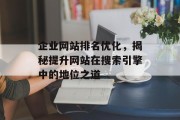 企业网站排名优化，揭秘提升网站在搜索引擎中的地位之道