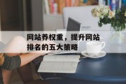 网站养权重,提升网站排名的五大策略 网站养权重,提升网站排名的五大策略