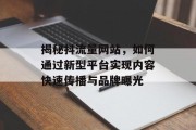 揭秘抖流量网站，如何通过新型平台实现内容快速传播与品牌曝光