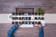 深度解析,如何精准检测网站的流量,助力企业提升网络营销效果 深度解析,如何精准检测网站的流量,助力企业提升网络营销效果