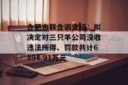 合肥市联合调查组:拟决定对三只羊公司没收违法所得、罚款共计6894.91万元 合肥市联合调查组:拟决定对三只羊公司没收违法所得、罚款共计6894.91万元