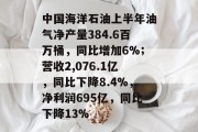 中国海洋石油上半年油气净产量384.6百万桶，同比增加6%；营收2,076.1亿，同比下降8.4%，净利润695亿，同比下降13%