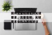提升流量和排名的关键要素,流量变现,关键要素分析与策略建议 提升流量和排名的关键要素,流量变现,关键要素分析与策略建议