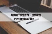 继续行使权力,尹锡悦一口气批准42项! 继续行使权力,尹锡悦一口气批准42项!