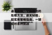 通关攻略,了解最佳的处理方法,通关秘籍,超实用策略指南,一键应对各种挑战