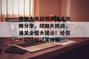 烧脑大挑战视频通关攻略分享,烧脑大挑战,通关全程大提示!给你一招轻松过关秘籍