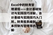 Excel中的财务管理课程——会计基础知识与实践技巧详解,会计基础与实践技巧入门班,财务报表编制、成本控制与管理等内容详解 Excel中的财务管理课程——会计基础知识与实践技巧详解,会计基础与实践技巧入门班,财务报表编制、成本控制与管理等内容详解