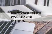 阿里大文娱第二财季营收56.94亿元 同比下滑1% 阿里大文娱第二财季营收56.94亿元 同比下滑1%