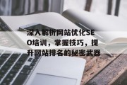 深入解析网站优化SEO培训,掌握技巧,提升网站排名的秘密武器 深入解析网站优化SEO培训,掌握技巧,提升网站排名的秘密武器