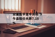 众巢医学盘中异动 下午盘股价大跌7.18% 众巢医学盘中异动 下午盘股价大跌7.18%