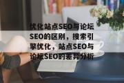 优化站点SEO与论坛SEO的区别,搜索引擎优化,站点SEO与论坛SEO的差异分析 优化站点SEO与论坛SEO的区别,搜索引擎优化,站点SEO与论坛SEO的差异分析