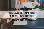 三国杀大神通关视频攻略,三国杀,新手攻略大公开,瓜分排行榜让你在高手面前吃鸡血! 三国杀大神通关视频攻略,三国杀,新手攻略大公开,瓜分排行榜让你在高手面前吃鸡血!
