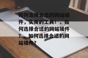 如何选择合适的网站插件，实用的工具！，如何选择合适的网站插件？，如何选择合适的网站插件？