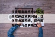 优化服务器系统以实现高效并盈利的网站,优化服务器系统,提升网站效率与盈利能力 优化服务器系统以实现高效并盈利的网站,优化服务器系统,提升网站效率与盈利能力