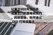 让普兰SEO为您打开流量之门的策略和技巧,网络营销,如何通过 SEO 打开流量之门? 让普兰SEO为您打开流量之门的策略和技巧,网络营销,如何通过 SEO 打开流量之门?