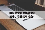 网站文章内页排名提升策略,专业接单指南 网站文章内页排名提升策略,专业接单指南