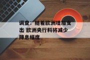 调查:随着欧洲增加支出 欧洲央行料将减少降息幅度 调查:随着欧洲增加支出 欧洲央行料将减少降息幅度
