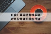 白宫:美国将暂缓实施对哥伦比亚的关税措施 白宫:美国将暂缓实施对哥伦比亚的关税措施