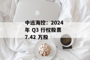 中远海控：2024 年 Q3 行权股票 7.42 万股