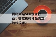 揭秘网站SEO优化行业,哪家机构才是真正的佼佼者? 揭秘网站SEO优化行业,哪家机构才是真正的佼佼者?