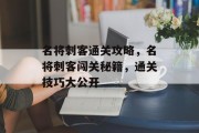 名将刺客通关攻略，名将刺客闯关秘籍，通关技巧大公开