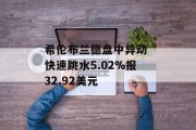 希伦布兰德盘中异动 快速跳水5.02%报32.92美元 希伦布兰德盘中异动 快速跳水5.02%报32.92美元
