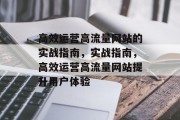 高效运营高流量网站的实战指南,实战指南,高效运营高流量网站提升用户体验 高效运营高流量网站的实战指南,实战指南,高效运营高流量网站提升用户体验