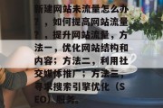 新建网站未流量怎么办？，如何提高网站流量？，提升网站流量，方法一，优化网站结构和内容；方法二，利用社交媒体推广；方法三，寻求搜索引擎优化（SEO）服务。